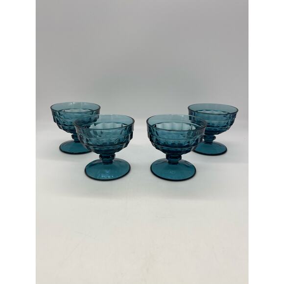 Colony Whitehall Riviera Blue Champagne / Sherbert Glasses Set of 4 - Picture 1 of 3